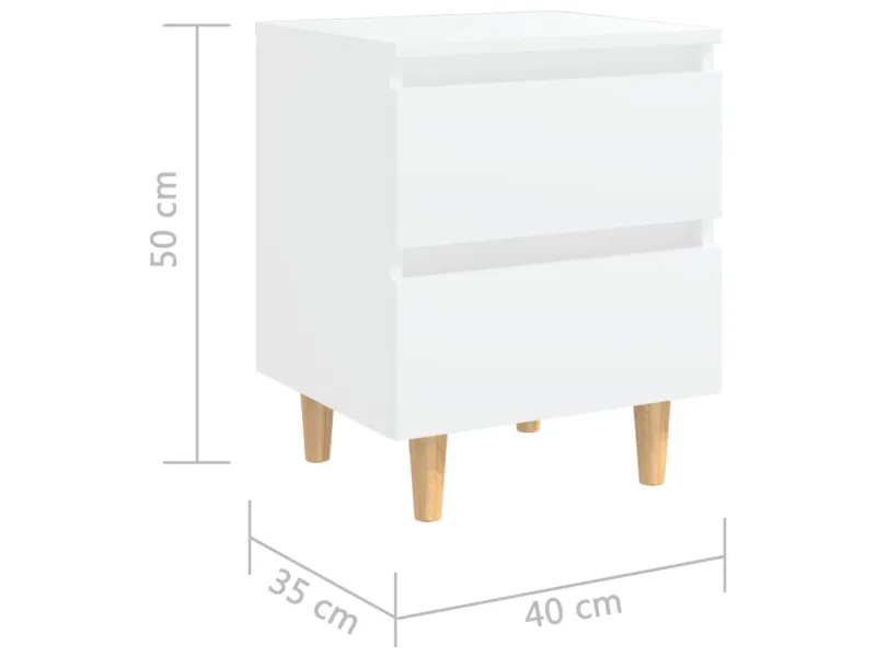 Table de chevet avec pieds en pin Blanc 40x35x50 cm
