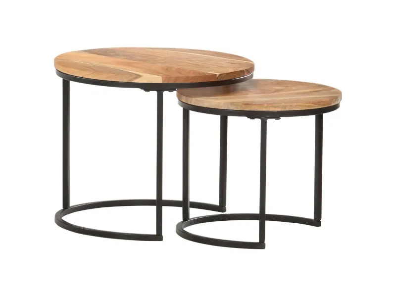 Tables gigognes 2 pcs Bois d'acacia massif