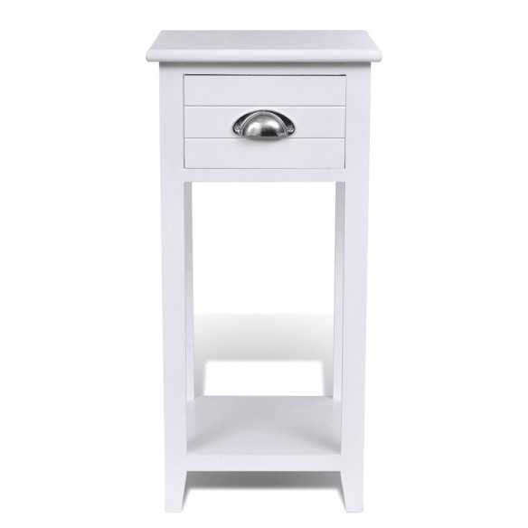 Table de chevet avec 1 tiroir Blanc