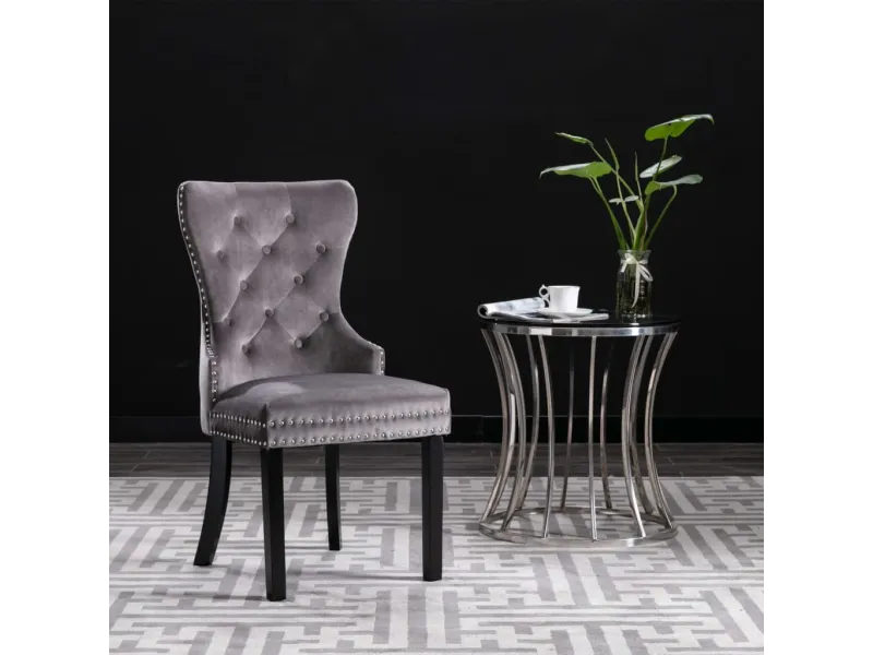 Chaises à manger lot de 2 gris velours