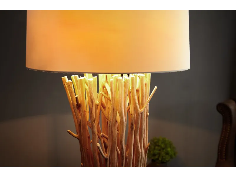 Lampadaire design 175 cm en bois flotté coloris blanc