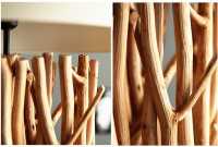 Lampadaire design 175 cm en bois flotté coloris blanc