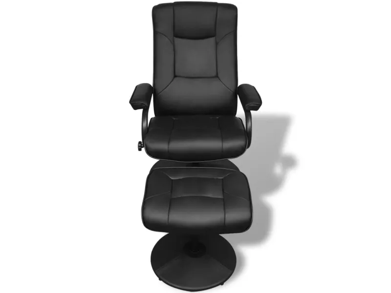 Fauteuil TV avec repose-pied Noir Similicuir