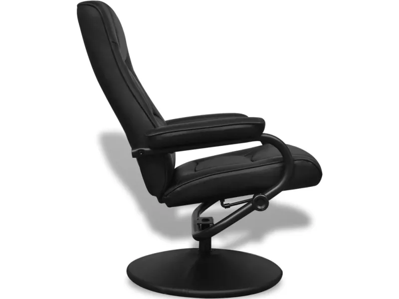 Fauteuil TV avec repose-pied Noir Similicuir