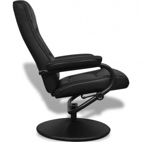 Fauteuil TV avec repose-pied Noir Similicuir