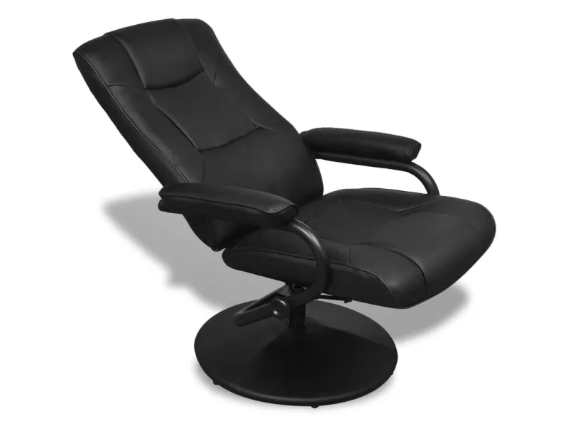 Fauteuil TV avec repose-pied Noir Similicuir