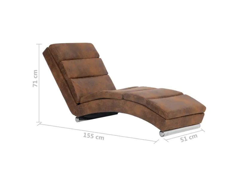 Chaise longue Marron Similicuir daim