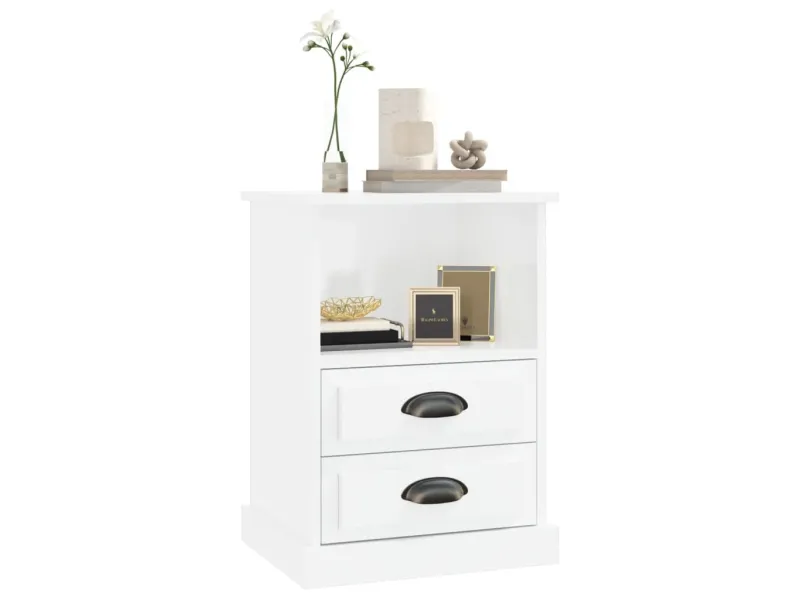 Tables de chevet 2 pcs blanc brillant 43x36x60 cm