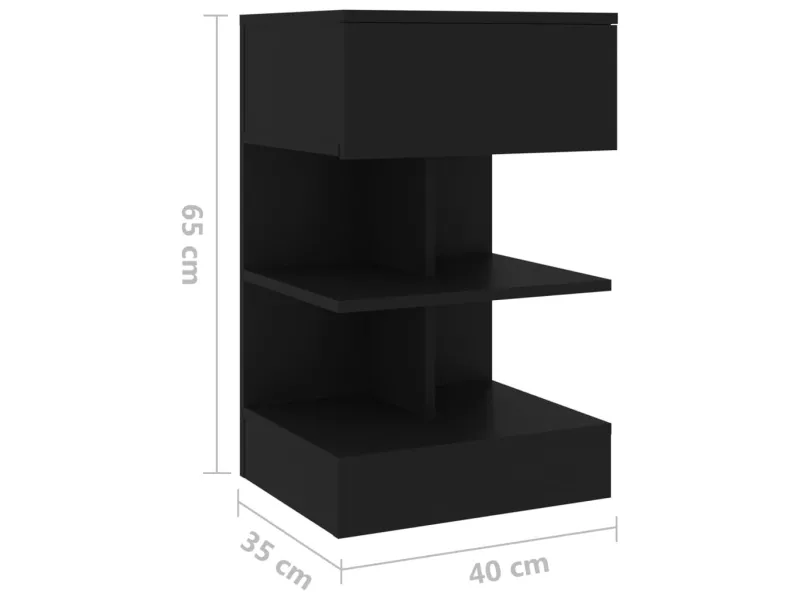 Table de chevet Noir 40x35x65 cm Aggloméré