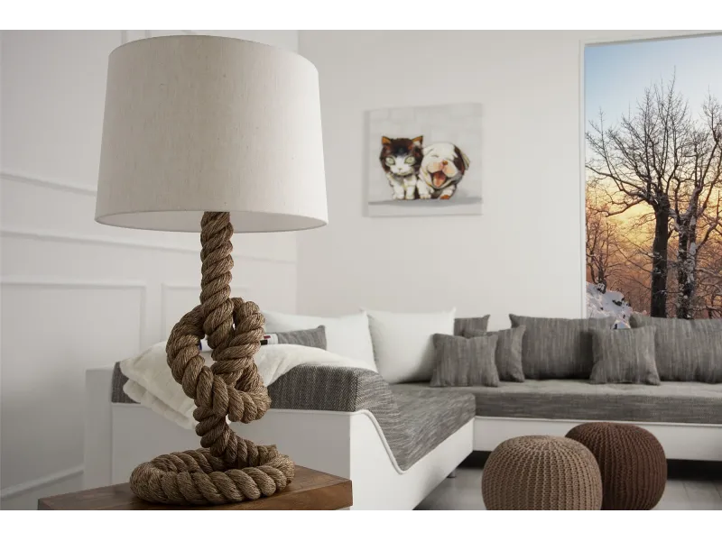 lampe à poser de 85 cm en lin couleur écrue