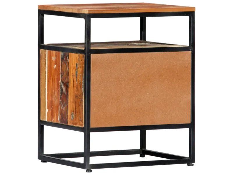 Table de chevet 40 x 30 x 50 cm Bois de récupération et acier