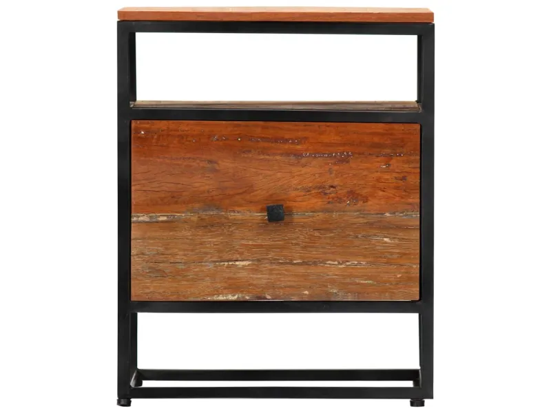 Table de chevet 40 x 30 x 50 cm Bois de récupération et acier