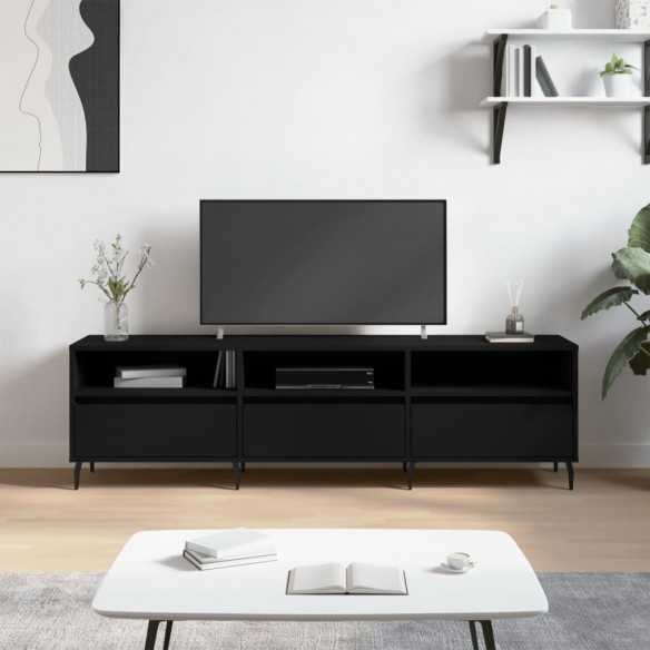 Meuble TV noir 150x30x44,5 cm bois d'ingénierie