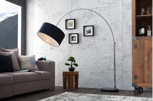 Lampadaire extensible design arqué en  lin noir 2