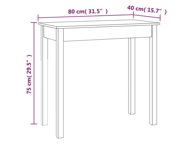 Table console 80x40x75 cm Bois massif de pin