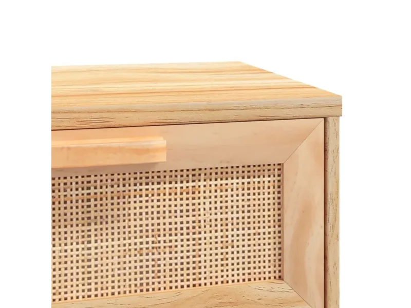 Table console Marron 80x30x75 cm Bois massif pin /rotin naturel