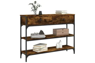 Table console chêne fumé 100x25x75 cm bois d'ingénierie