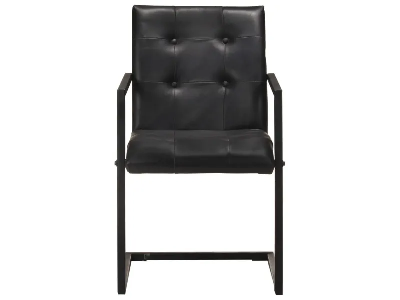 Chaises à manger cantilever lot de 2 noir cuir véritable