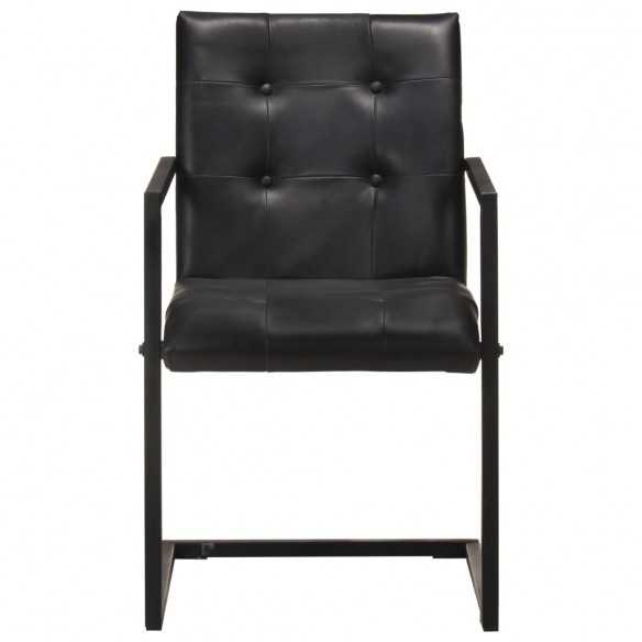 Chaises à manger cantilever lot de 2 noir cuir véritable