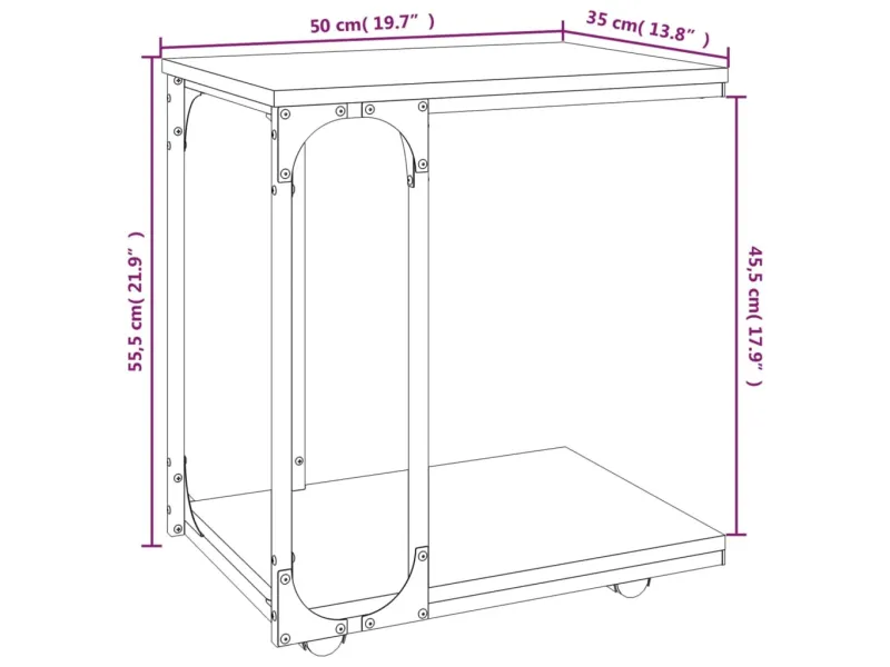 Table d'appoint à roues Chêne sonoma 50x35x55,5 cm