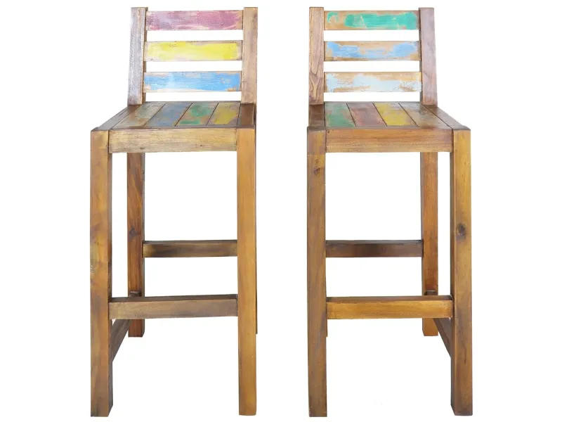 Tabourets de bar lot de 2 bois massif de récupération