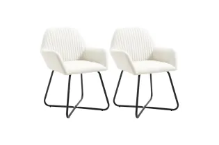 Chaises à manger lot de 2 crème tissu