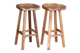 Tabourets de bar lot de 2 bois d'acacia solide