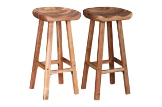 Tabourets de bar lot de 2 bois d'acacia solide 2