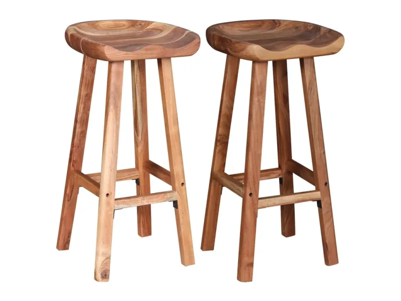 Tabourets de bar lot de 2 bois d'acacia solide