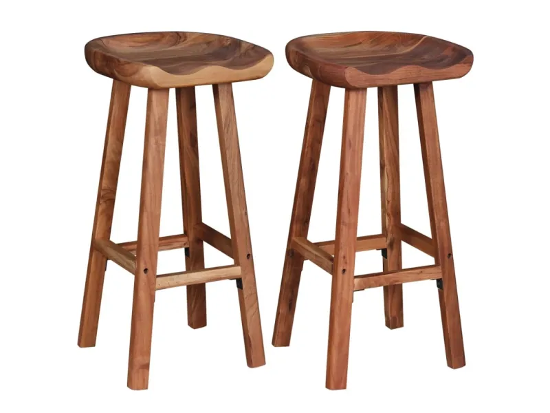 Tabourets de bar lot de 2 bois d'acacia solide
