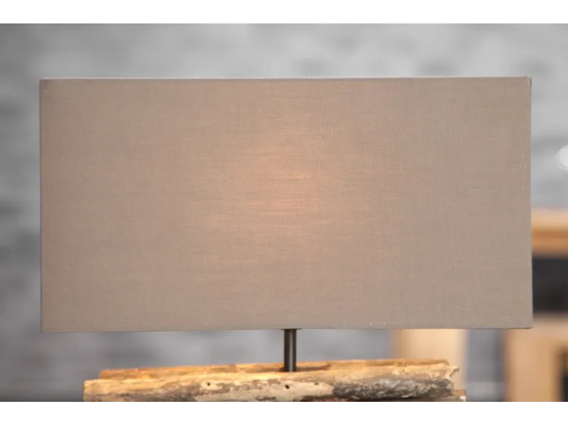 Lampe de 40cm en bois flotté et lin marron