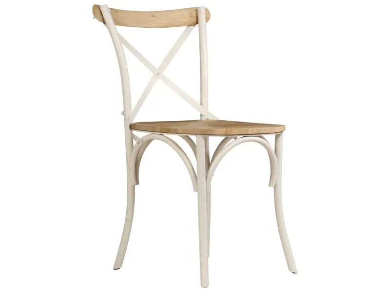 Chaises à dossier croisé lot de 2 blanc bois de manguier solide