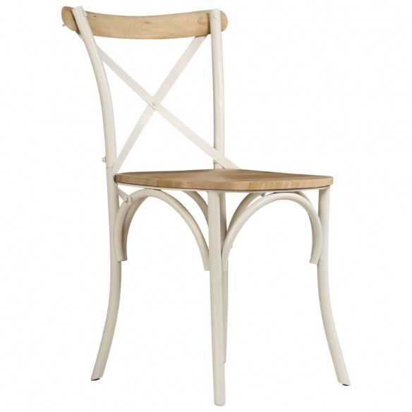 Chaises à dossier croisé lot de 2 blanc bois de manguier solide