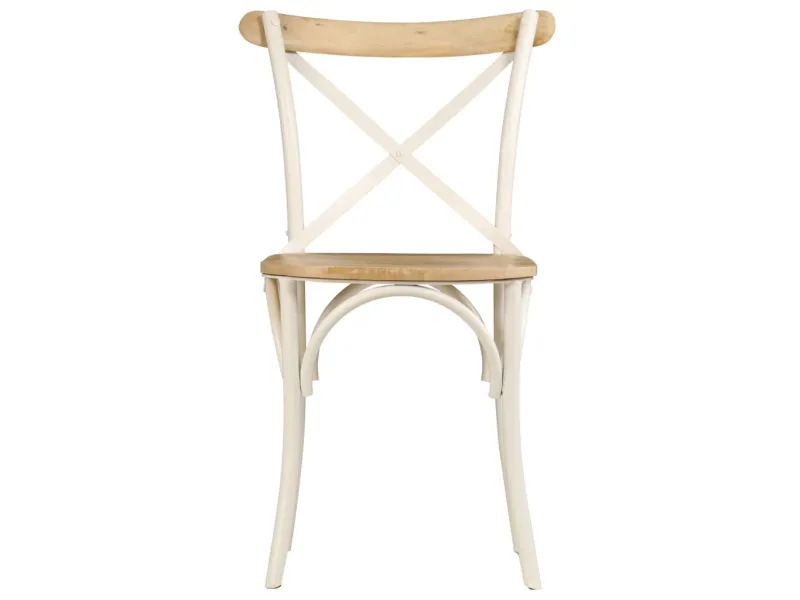 Chaises à dossier croisé lot de 2 blanc bois de manguier solide