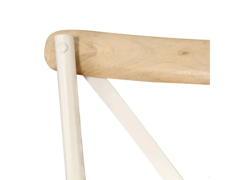 Chaises à dossier croisé lot de 2 blanc bois de manguier solide