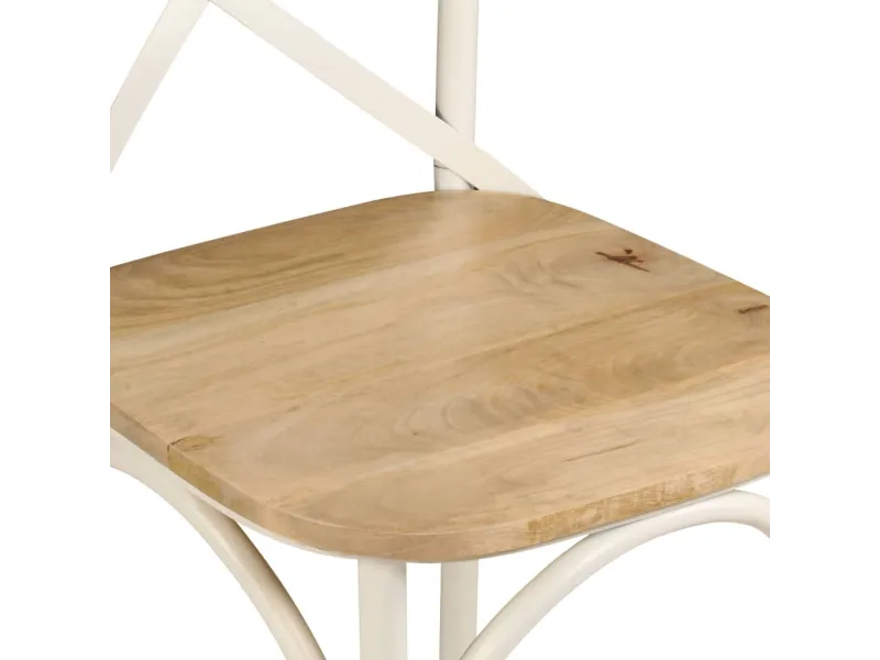 Chaises à dossier croisé lot de 2 blanc bois de manguier solide