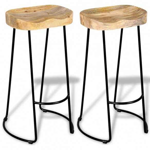 Tabourets de bar lot de 2 bois de manguier massif
