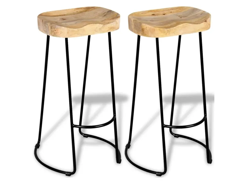 Tabourets de bar lot de 2 bois de manguier massif