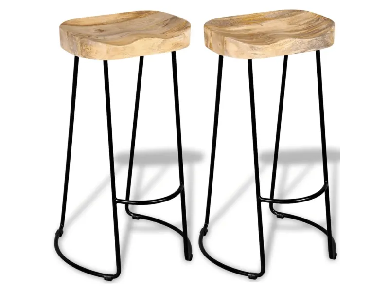 Tabourets de bar lot de 2 bois de manguier massif