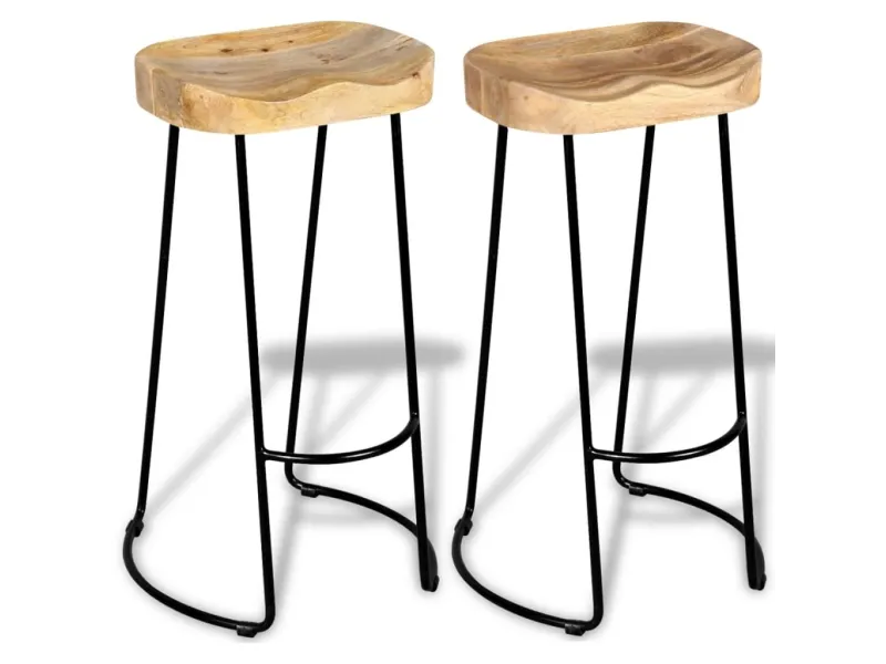 Tabourets de bar lot de 2 bois de manguier massif