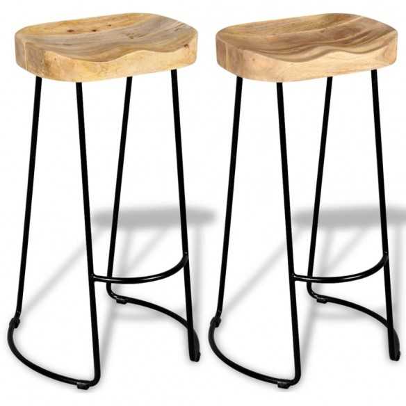 Tabourets de bar lot de 2 bois de manguier massif