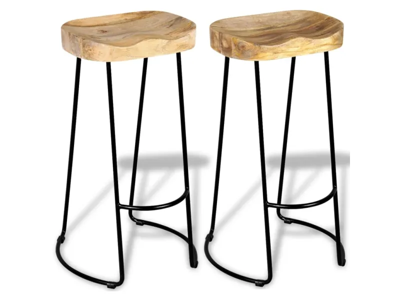 Tabourets de bar lot de 2 bois de manguier massif