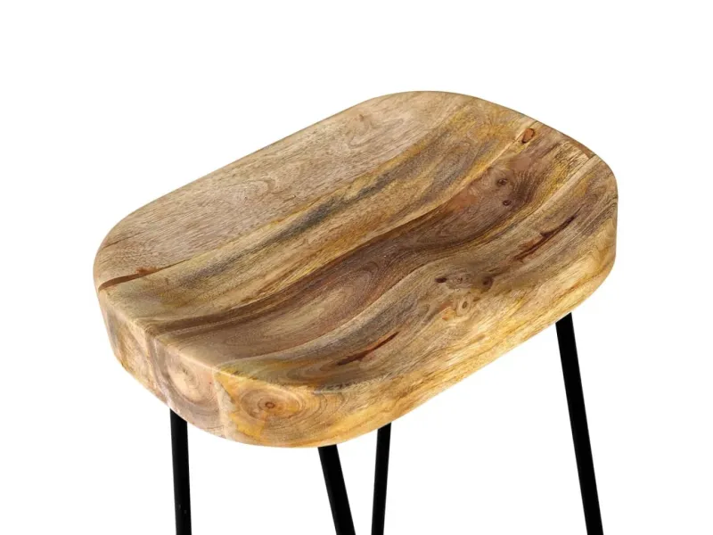 Tabourets de bar lot de 2 bois de manguier massif