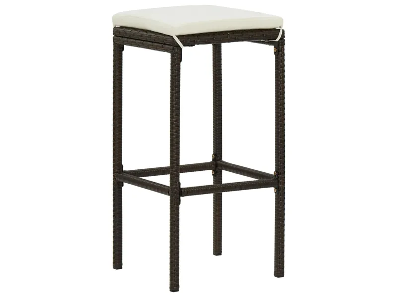 Tabourets de bar avec coussins lot de 2 marron résine tressée