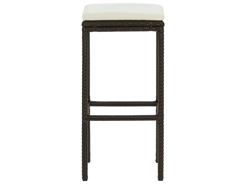 Tabourets de bar avec coussins lot de 2 marron résine tressée