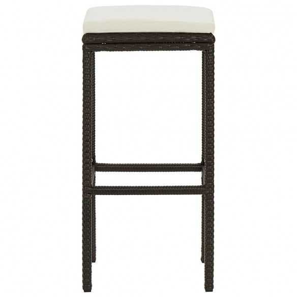 Tabourets de bar avec coussins lot de 2 marron résine tressée