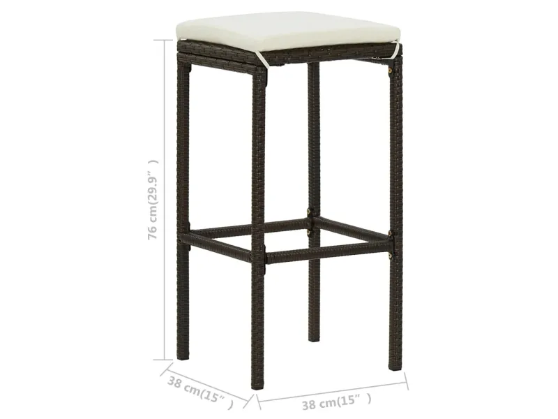 Tabourets de bar avec coussins lot de 2 marron résine tressée