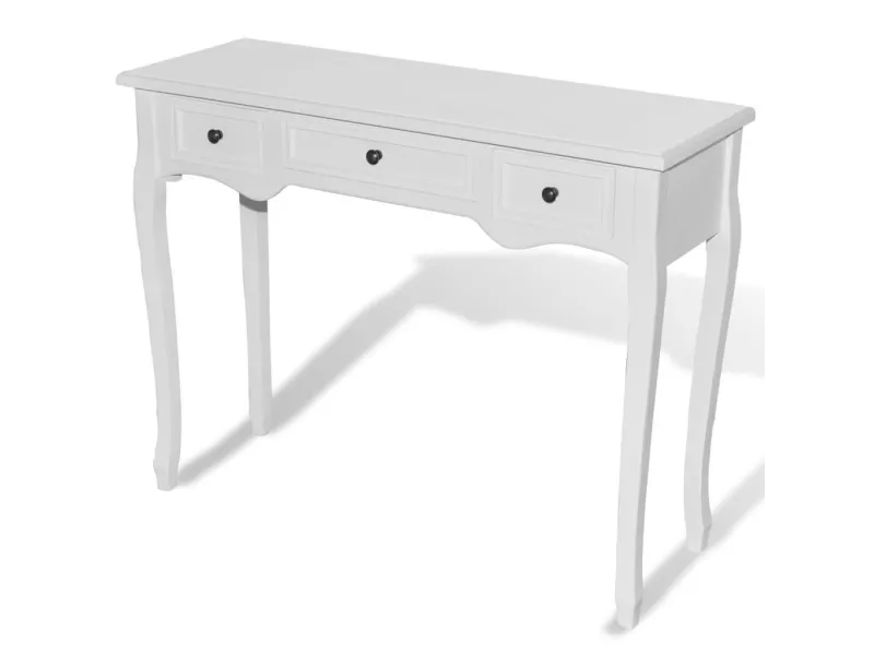 Table de console et coiffeuse avec 3 tiroirs Blanc