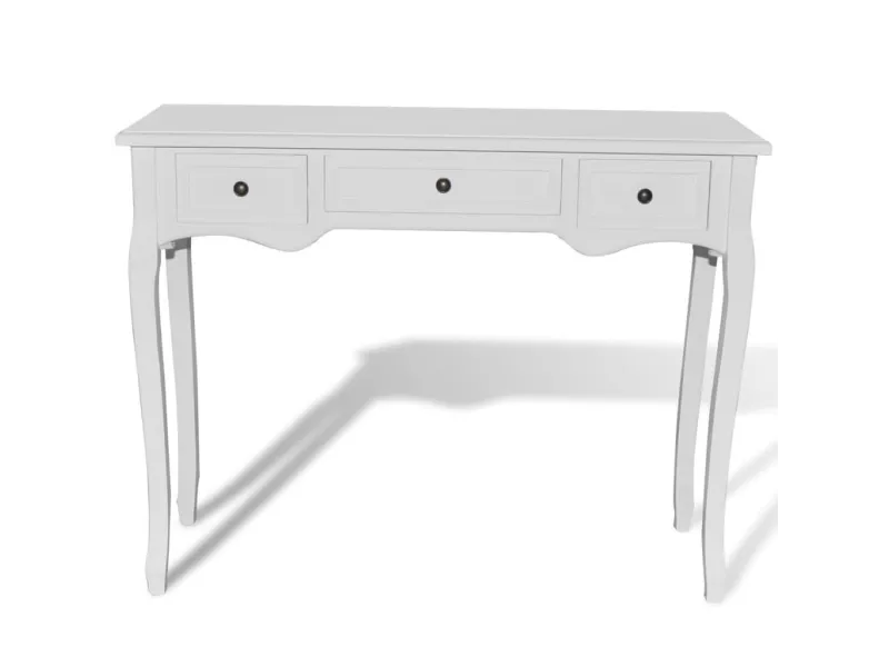 Table de console et coiffeuse avec 3 tiroirs Blanc
