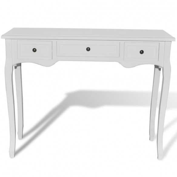 Table de console et coiffeuse avec 3 tiroirs Blanc